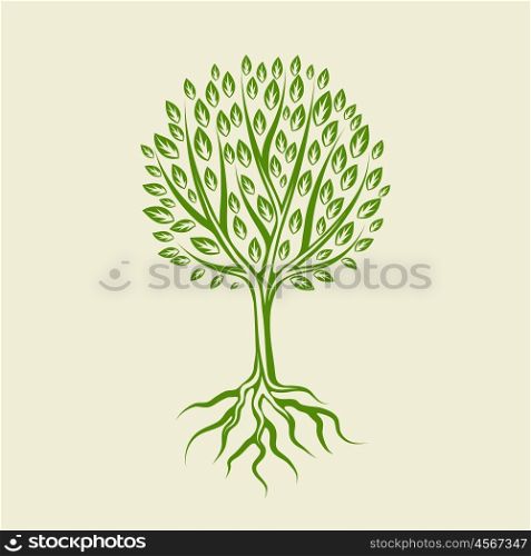 Abstract stylized tree with roots and leaves. Natural illustration. Abstract stylized tree with roots and leaves. Natural illustration.
