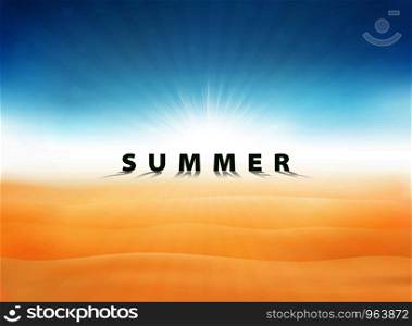 Abstract summer background with sun burst blue sky on desert. You can use for vacation artwork, ad, poster, presentation, print. illustration vector eps10