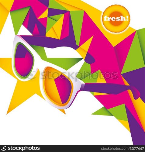 Abstract summer layout with sunglasses