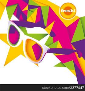 Abstract summer layout with sunglasses