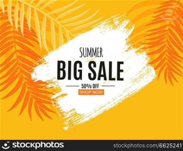 Abstract Summer Sale Background with  Palm Leaves. Vector Illustration EPS10. Abstract Summer Sale Background with  Palm Leaves. Vector Illustration