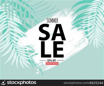 Abstract Summer Sale Background with Palm Leaves. Vector Illustration EPS10. Abstract Summer Sale Background with Palm Leaves. Vector Illustration