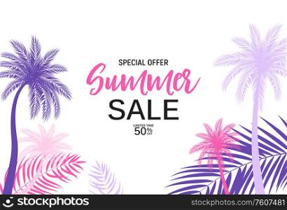 Abstract Summer Sale Background with palm leaves. Vector Illustration EPS10. Abstract Summer Sale Background with palm leaves. Vector Illustration