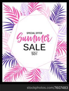 Abstract Summer Sale Background with palm leaves. Vector Illustration EPS10. Abstract Summer Sale Background with palm leaves. Vector Illustration