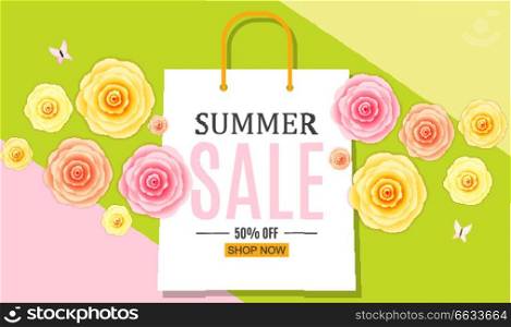 Abstract Summer Sale Background with Shopping Bag. Vector Illustration EPS10. Abstract Summer Sale Background with Shopping Bag. Vector Illustration