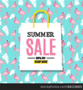 Abstract Summer Sale Background with Shopping Bag. Vector Illustration EPS10. Abstract Summer Sale Background with Shopping Bag. Vector Illustration
