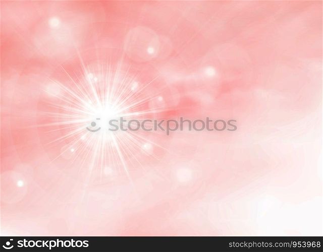 Abstract summer sunburst on pink living coral color background. Decorating in sunny day of nature scene artwork. You can use for poster, presentation, cover. illustration vector eps10