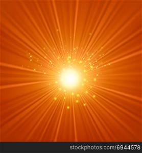 Abstract Sun Background. Yellow Summer Pattern. Bright Background with Sunshine. SunBurst with Flare and Lens.. Abstract Sun Background