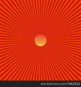 Abstract sun rays background. Sunset vector illustration