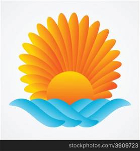 abstract sun sea vector illustration