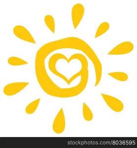 Abstract Sun With Heart Simple Design