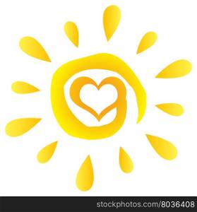 Abstract Sun With Heart Simple Design With Gradient