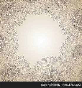 Abstract sunflowers graphic frame design