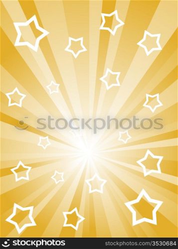 Abstract sunny rays with white stars and stripes.