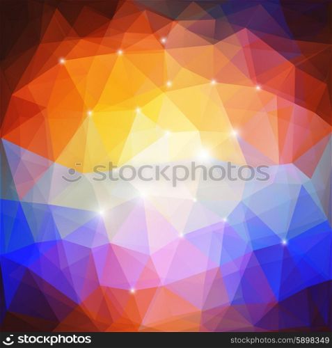 Abstract sunset background, triangle design vector illustration