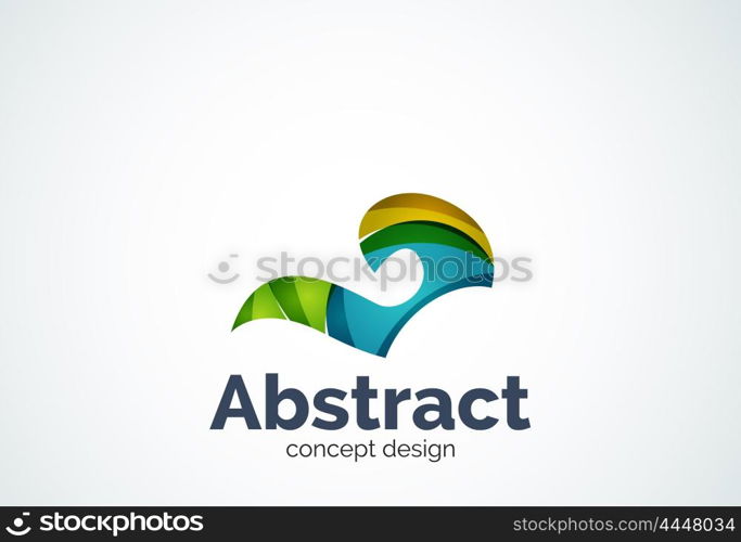 Abstract swirl logo template, smooth elegant shape concept. Color overlapping pieces design style