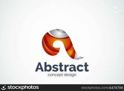 Abstract swirl logo template, smooth elegant shape concept. Color overlapping pieces design style