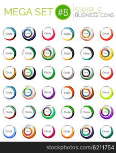 Abstract swirl set. Vector mega collection of colorful circles, motion concepts