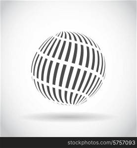 Abstract swirl sphere globe symbol, business concept template of isolated round icon with shadow on white background. Business, corporate, office and marketing item icon