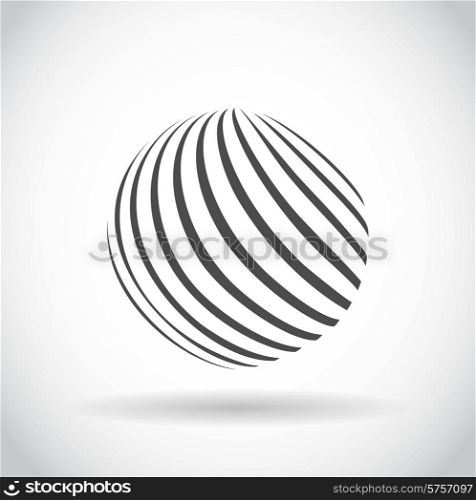 Abstract swirl sphere globe symbol, business concept template of isolated round icon with shadow on white background. Business, corporate, office and marketing item icon