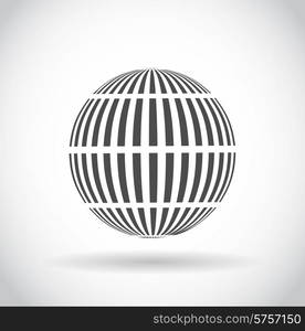 Abstract swirl sphere globe symbol, business concept template of isolated round icon with shadow on white background. Business, corporate, office and marketing item icon