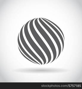 Abstract swirl sphere globe symbol, business concept template of isolated round icon with shadow on white background. Business, corporate, office and marketing item icon