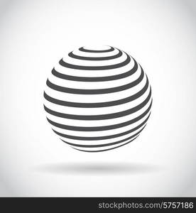 Abstract swirl sphere globe symbol, business concept template of isolated round icon with shadow on white background. Business, corporate, office and marketing item icon