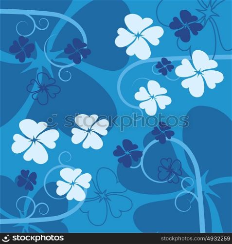 abstract swirly blue flower background