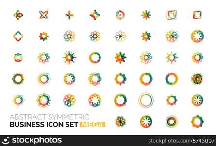 Abstract symmetric geometric shapes, business icon logo mega collection