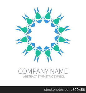 Abstract Symmetry Circle Logo. Harmony Polygon Form. Creative Signs and Symbols. Logotype Template. Green and Blue. Abstract Symmetry Circle Logo. Harmony Polygon Form. Creative Signs and Symbols. Logotype Template. Green and Blue.