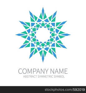 Abstract Symmetry Circle Logo. Harmony Polygon Form. Creative Signs and Symbols. Logotype Template. Green and Blue. Abstract Symmetry Circle Logo. Harmony Polygon Form. Creative Signs and Symbols. Logotype Template. Green and Blue.