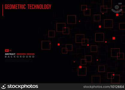 Abstract systematic red square of technology pattern design background. Use for minimal artwork, tech, template, ad, annual report. illustration vector eps10