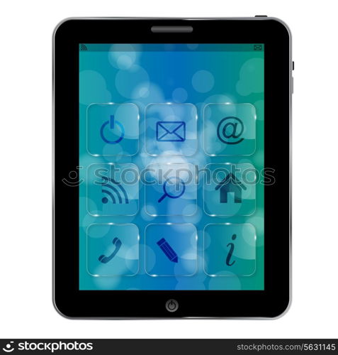 Abstract Tablet pc with icons. EPS 10.