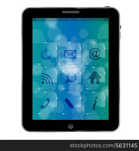Abstract Tablet pc with icons. EPS 10.