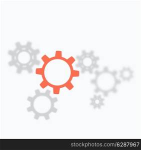 Abstract tech background with red cog whell and blur gray gears