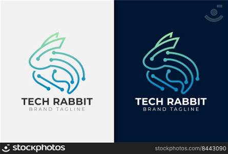 Abstract Tech Rabbit Logo Design with Colorful Stylish Lines Concept. Usable for Tech, Sport, Apparel, Business Brand Company.
