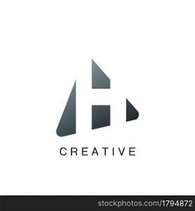 Abstract Techno Letter H Logo, negative space vector design concept with geometric shape.