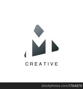 Abstract Techno Letter M Logo, negative space vector design concept with geometric shape.