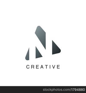 Abstract Techno Letter N Logo, negative space vector design concept with geometric shape.