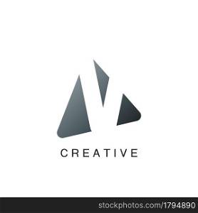 Abstract Techno Letter V Logo, negative space vector design concept with geometric shape.