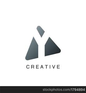 Abstract Techno Letter Y Logo, negative space vector design concept with geometric shape.
