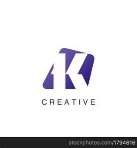 Abstract Techno Negative Space Initial Letter K Logo icon vector design.