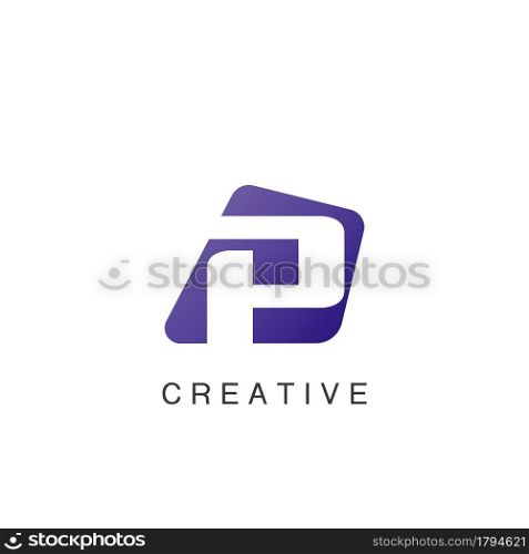 Abstract Techno Negative Space Initial Letter P Logo icon vector design.