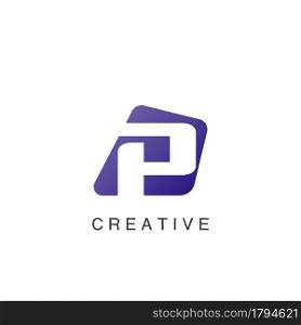 Abstract Techno Negative Space Initial Letter P Logo icon vector design.