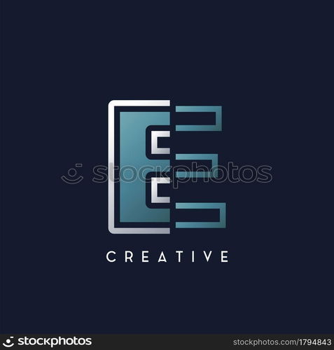 Abstract Techno Outline Letter E Logo vector template design.