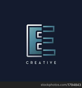 Abstract Techno Outline Letter E Logo vector template design.