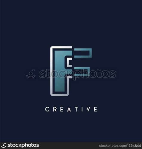 Abstract Techno Outline Letter F Logo vector template design.