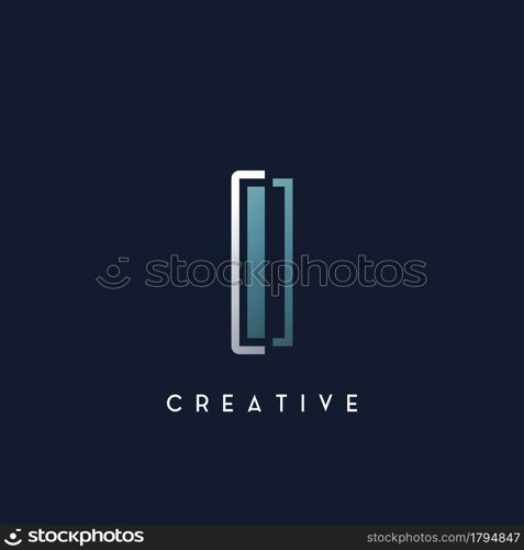 Abstract Techno Outline Letter I Logo vector template design.