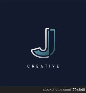 Abstract Techno Outline Letter J Logo vector template design.