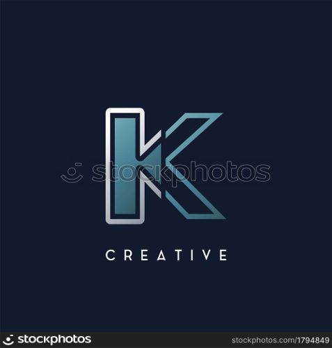 Abstract Techno Outline Letter K Logo vector template design.